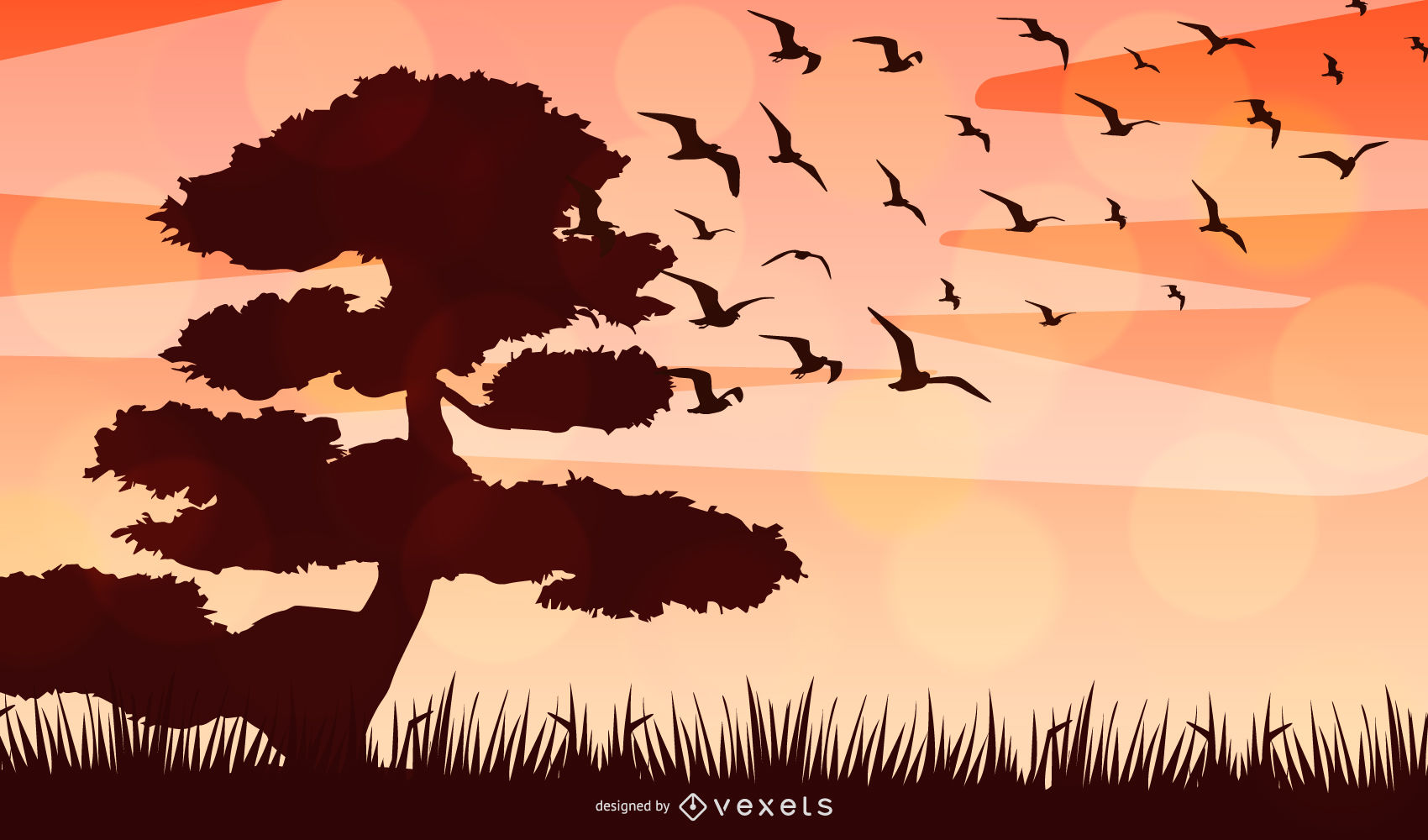African Landscape Silhouette Vector Design 1700x1000 African Landscape Silhouette Vector Design