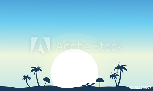 Vector Art Of Beach Landscape Silhouette 500x300 Vector Art Of Beach Landscape Silhouette