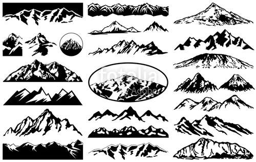 Vector Collection Of Mountains Landscape Silhouettes And Labels 500x316 Vector Collection Of Mountains Landscape Silhouettes And Labels