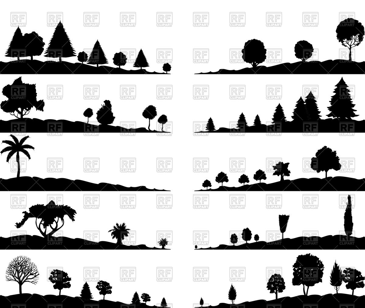 1200x1015 Landscapes With Trees Vector Image Of Plants And Animals