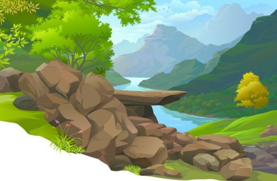 539x353 Beautiful Jungle Landscape Vector Graphics