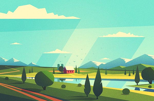 600x396 Vector Landscapes On Behance Style Flat Design Graphic Design