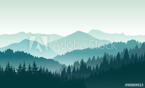500x303 Beautiful Mountain Landscape Vector Illustration