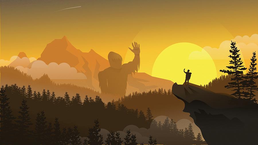 900x506 Minimal Giant Landscape Scene Vector Art Digital Art