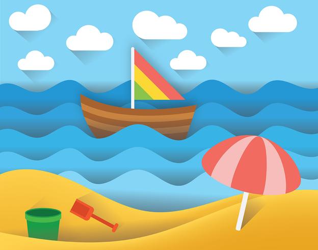 624x490 Beach Paper Art Landscape Vector