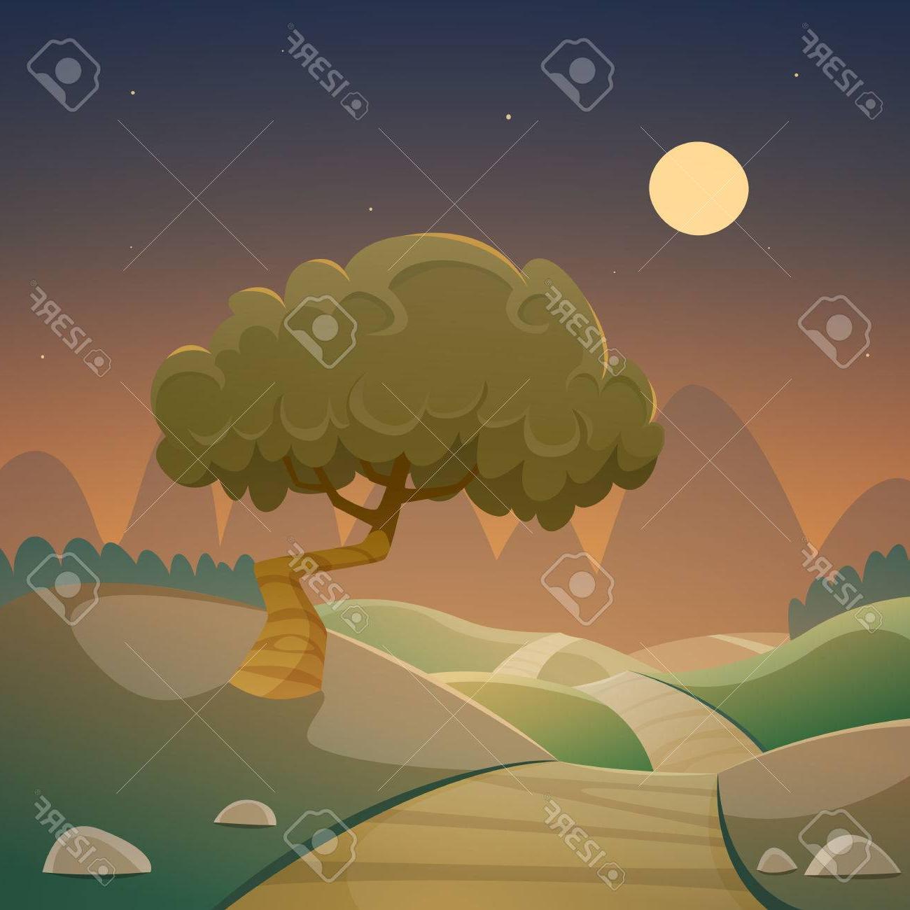 1300x1300 Best Hd Cartoon Landscape Night Vector Images Free Vector Art