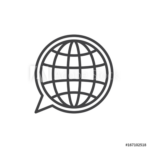 500x500 Language Line Icon, Outline Vector Sign, Linear Style Pictogram