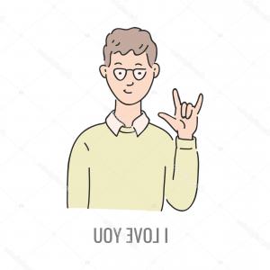 300x300 Vector Deaf Mute Sign Language Character Gesture Man Showing Sorry