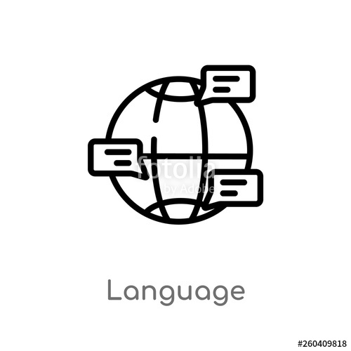 500x500 Outline Language Vector Icon Isolated Black Simple Line Element