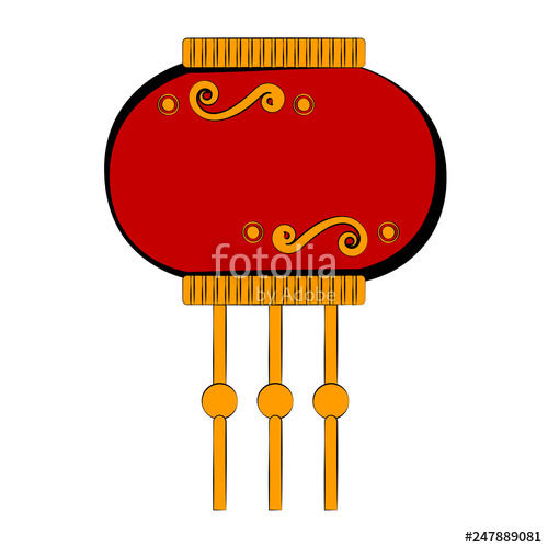 500x500 Sketch Of A Chinese Lantern Vector Illustration Design Stock