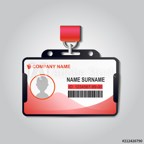 500x500 Realistic Plastic Id Card Badge With Lanyard Vector Identiry