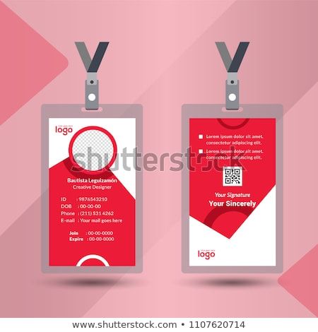 450x470 Event Staff Circle Red Id Card Set With Lanyard Vector Design