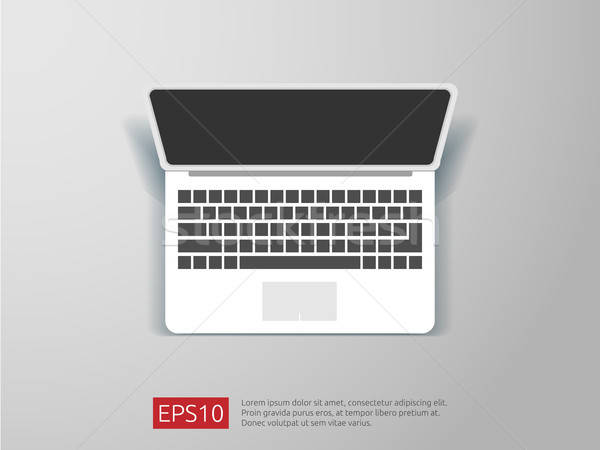600x450 Top View Of Blank Screen Laptop Vector Illustration Vector