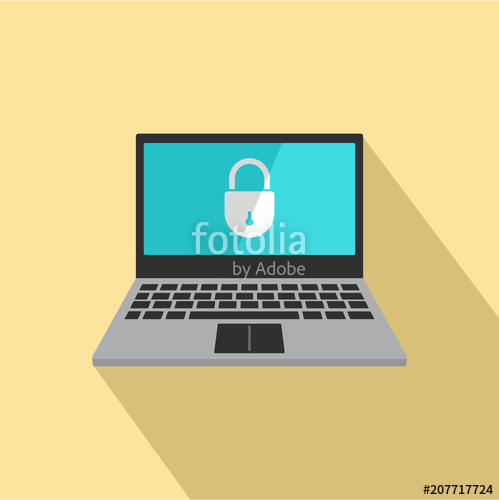 499x500 Secured Laptop Icon Flat Illustration Of Secured Laptop Vector
