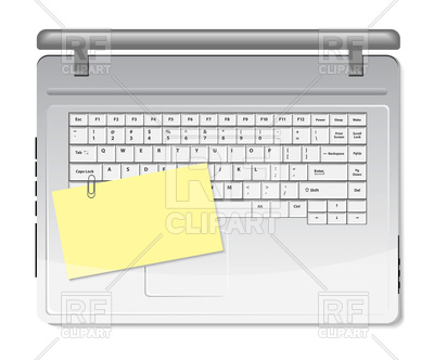 400x332 Yellow Memo And Paper Clip On Laptop Vector Image Of Objects