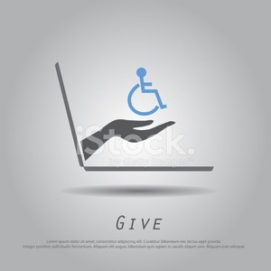 300x300 Hand Hold Disable On Wheelchair From Laptop Vector Icon Stock