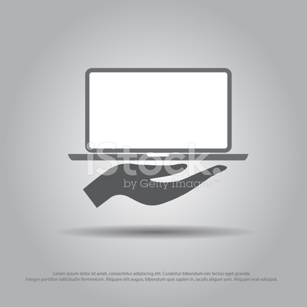 440x440 Hand Hold Laptop Vector Icon Stock Vector