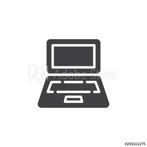 500x500 Open Laptop Vector Icon Filled Flat Sign For Mobile Concept