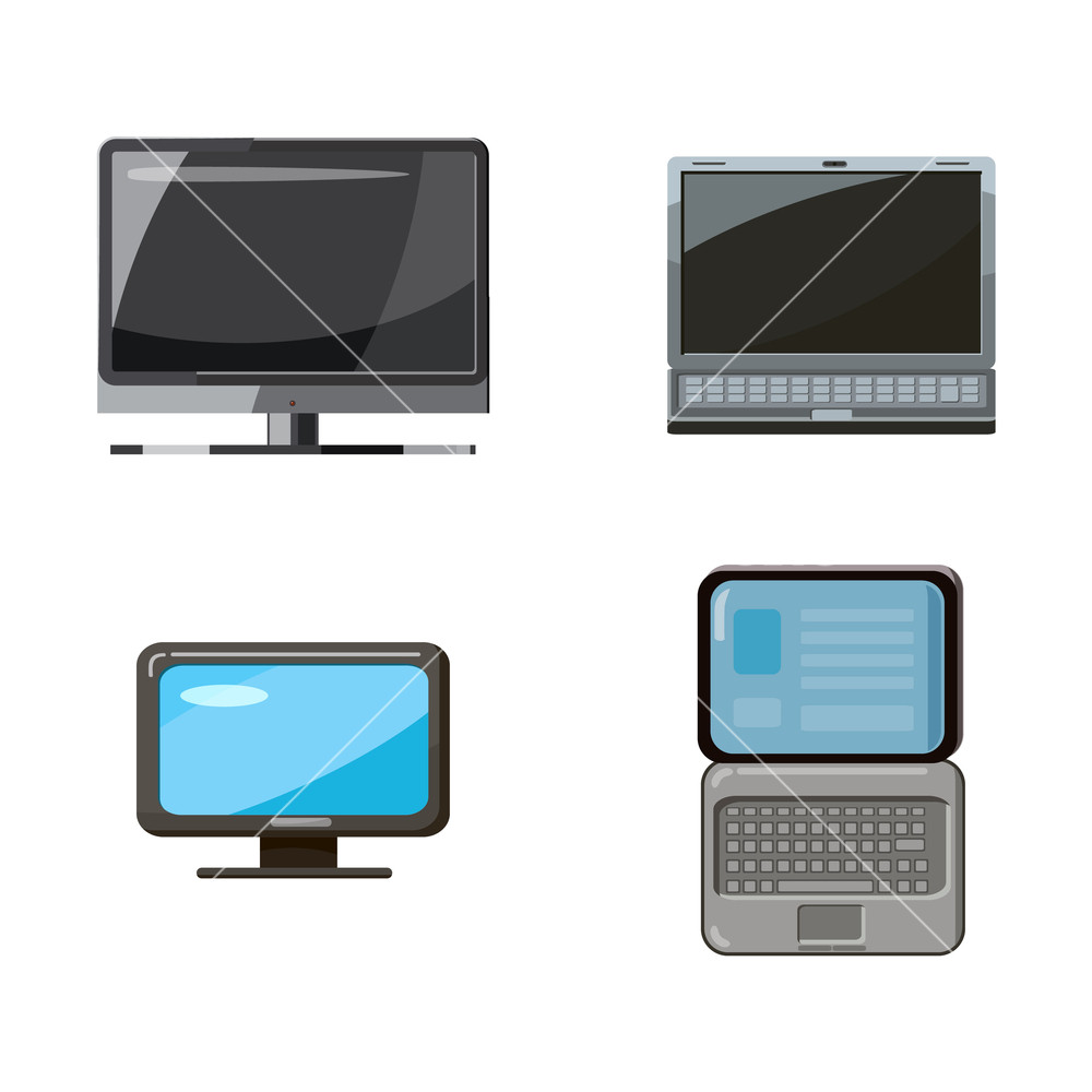 1000x1000 Pc And Laptop Icon Set Cartoon Set Of Pc And Laptop Vector Icons