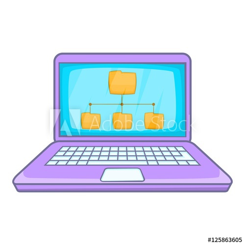 500x500 Folders On Laptop Screen Icon Cartoon Illustration Of Laptop