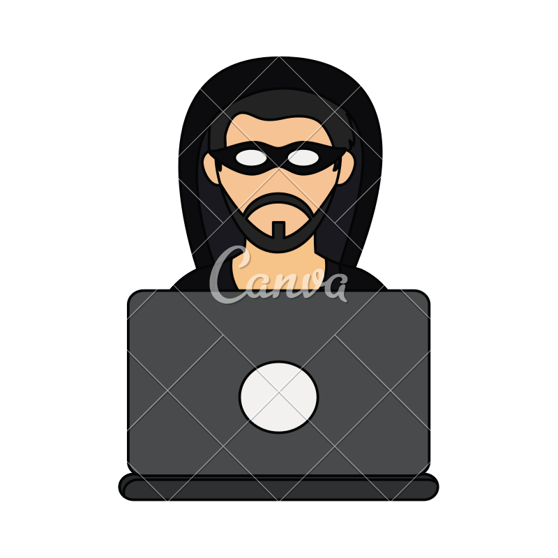 800x800 Hacker With Laptop Vector