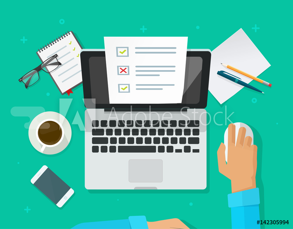 1000x781 Fotografie, Obraz Online Form Survey On Laptop Vector Illustration