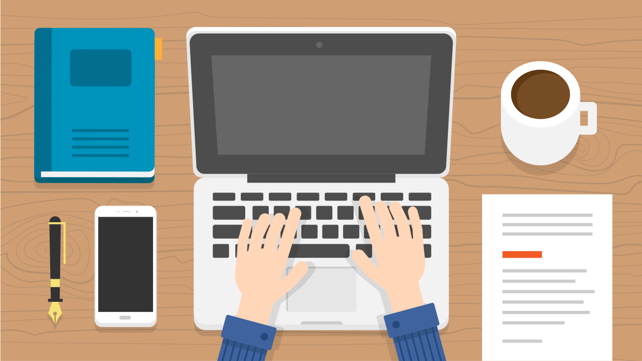 1280x720 Filelaptop Typing Scene Vector