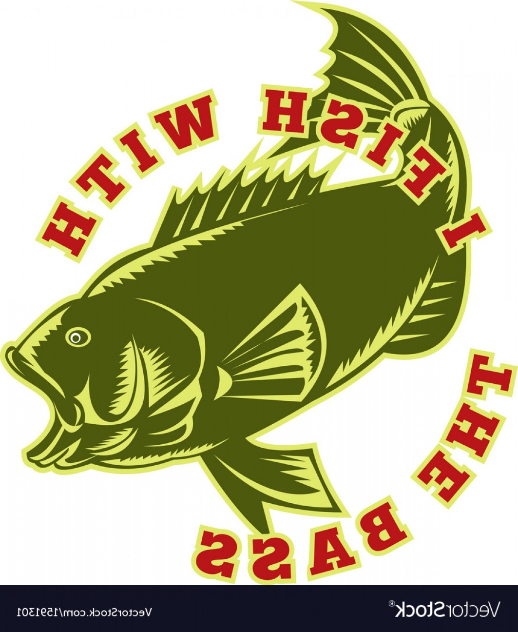 1063x1296 Largemouth Bass Fish Jumping Vector Handandbeak