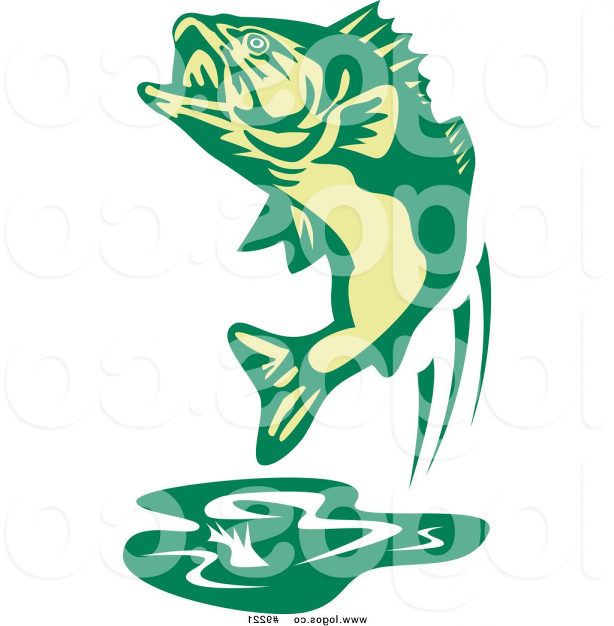 1228x1252 Royalty Free Clip Art Vector Fishing Logo Of A Green Jumping