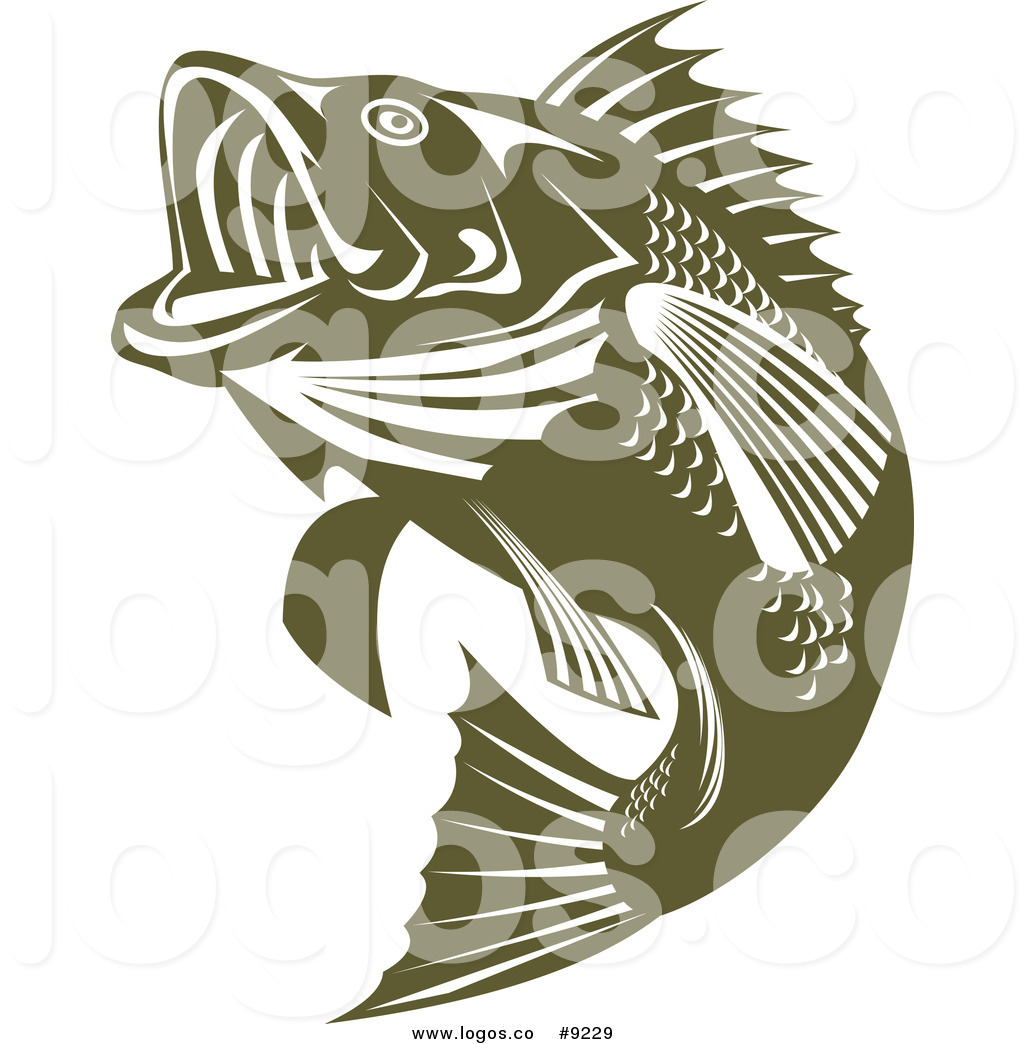 1024x1044 Royalty Free Clip Art Vector Logo Of A Green Jumping Largemouth