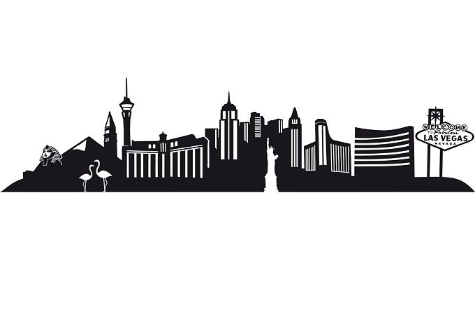 680x472 Las Vegas Skyline Wall Sticker Wall Tattoo Vegas
