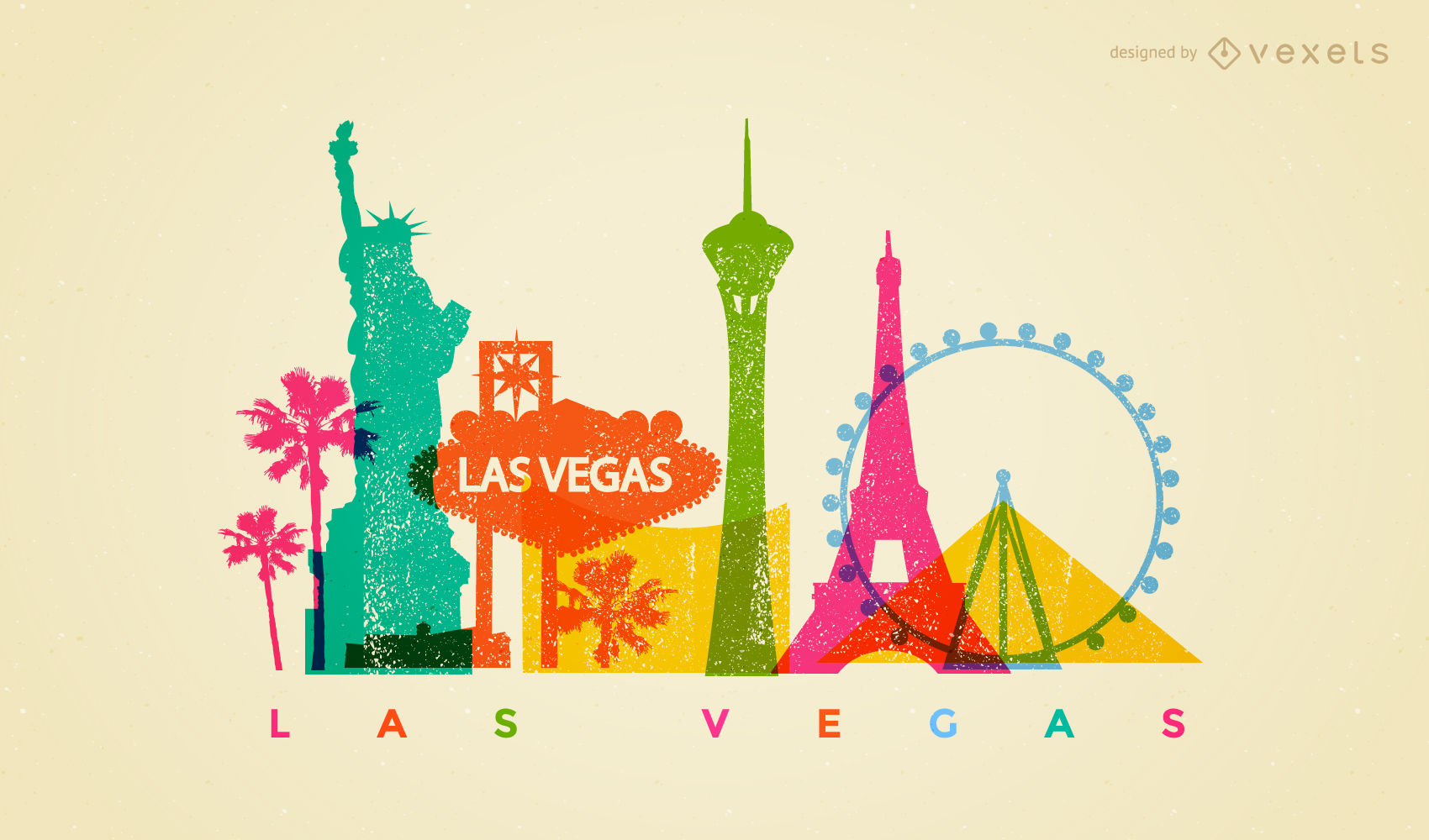 1700x1000 Las Vegas Colorful Skyline Design