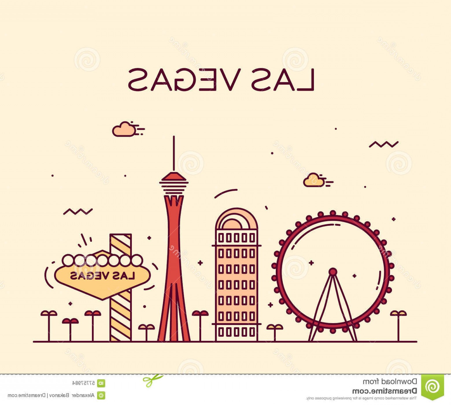 1560x1401 Stock Photo Las Vegas Skyline Vector Illustration Linear Big City