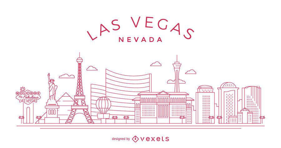 900x476 Stroke And Thin Line Minimalist Las Vegas Skyline Vector