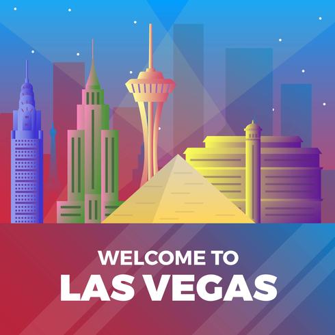 490x490 Flat Las Vegas Skyline Vector Illustration
