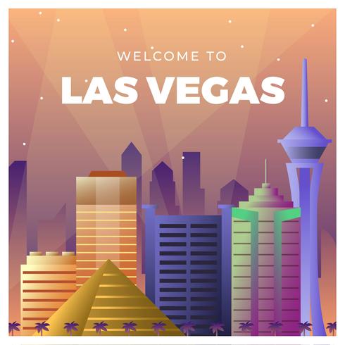 490x490 Flat Las Vegas Skyline Vector Illustration