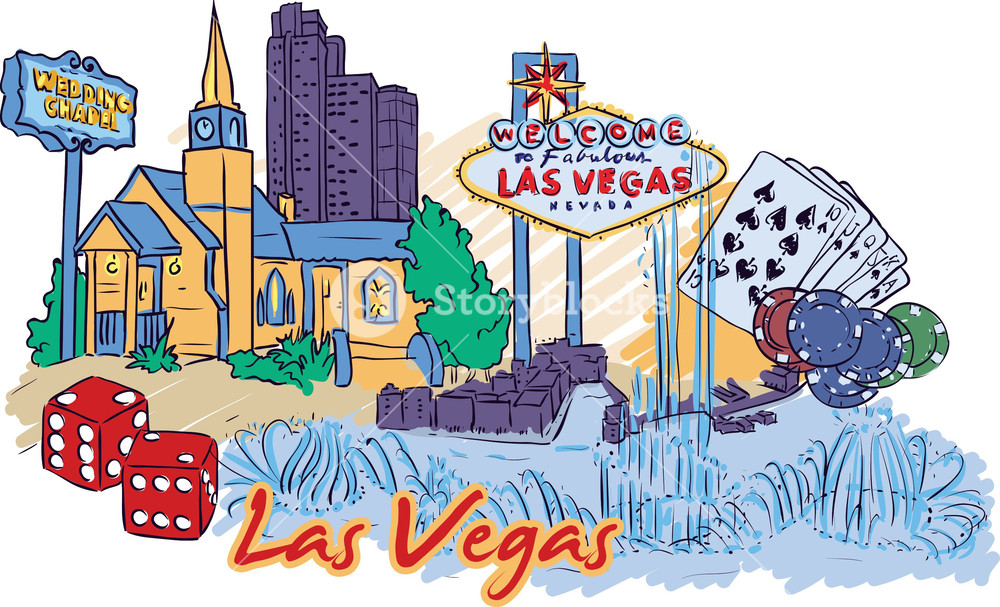 1000x607 Las Vegas Vector Doodle Royalty Free Stock Image