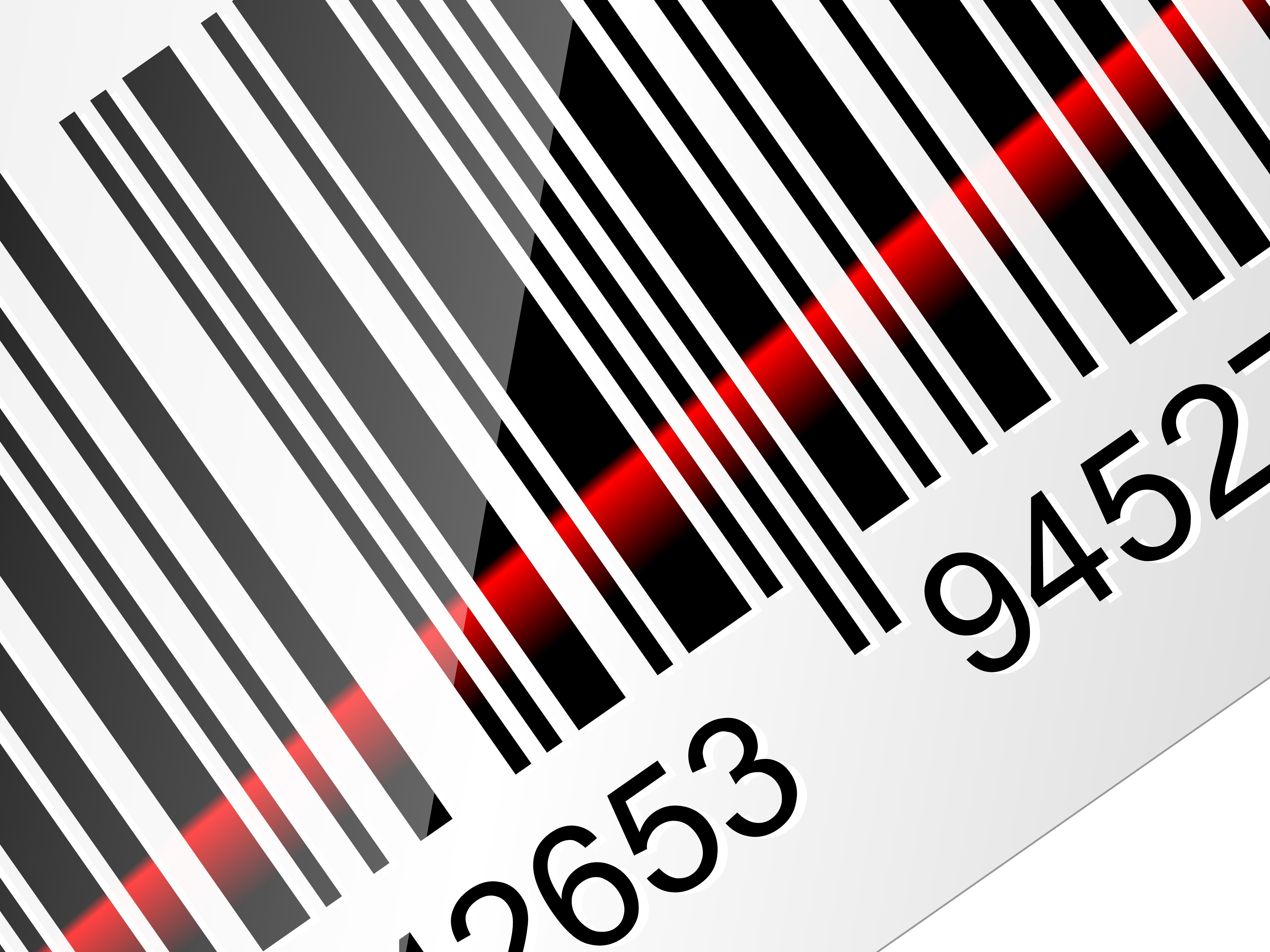 5000x3750 Closeup Barcode Sticker With Red Laser Beam Vector Illustration