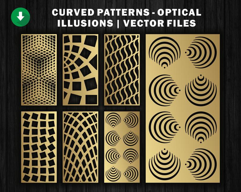 794x631 Optical Illusions Patterns Vector Cnc Laser Etsy