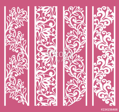 500x474 Ornamental Panels With Floral Pattern Flowers And Leaves Laser