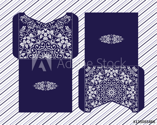 500x400 Vector Wedding Invitation With Laser Cut Patterns Of The Mandala