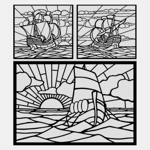 518x518 Carrack Ship Laser Cut Patterns Vector