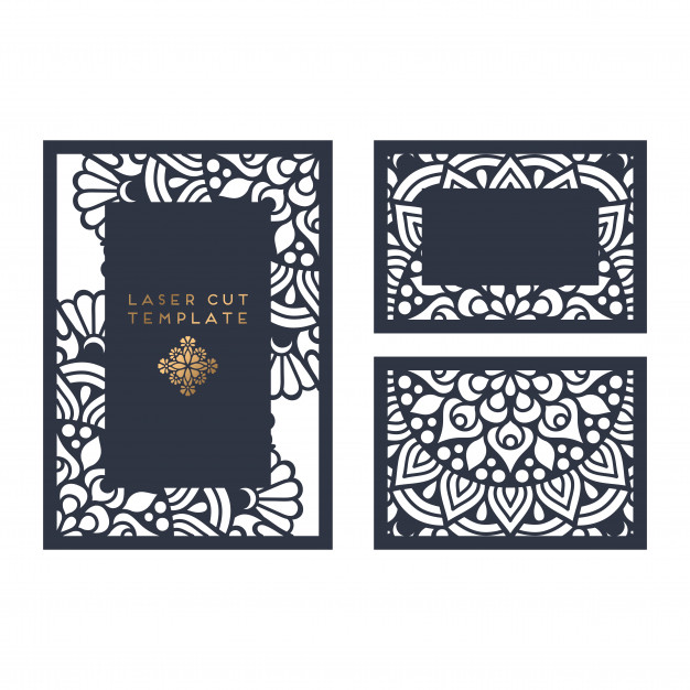 626x626 Vector Wedding Card Laser Cut Template Vector Free Download