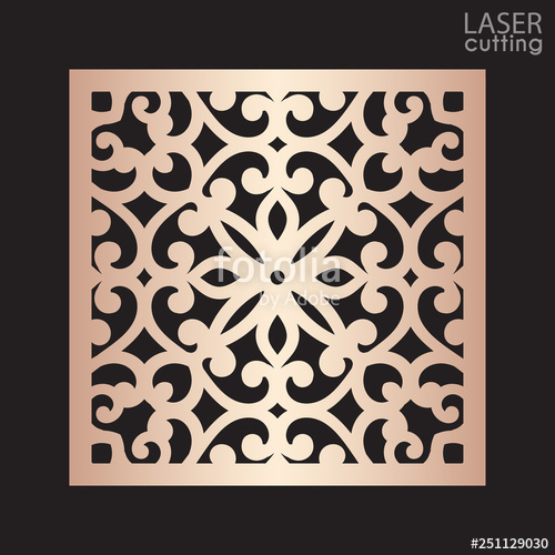 500x500 Laser Cut Ornamental Square Panel With Pattern, Template
