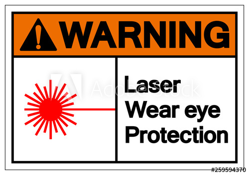 500x352 Warning Laser Wear Eye Protection Symbol Sign, Vector Illustration