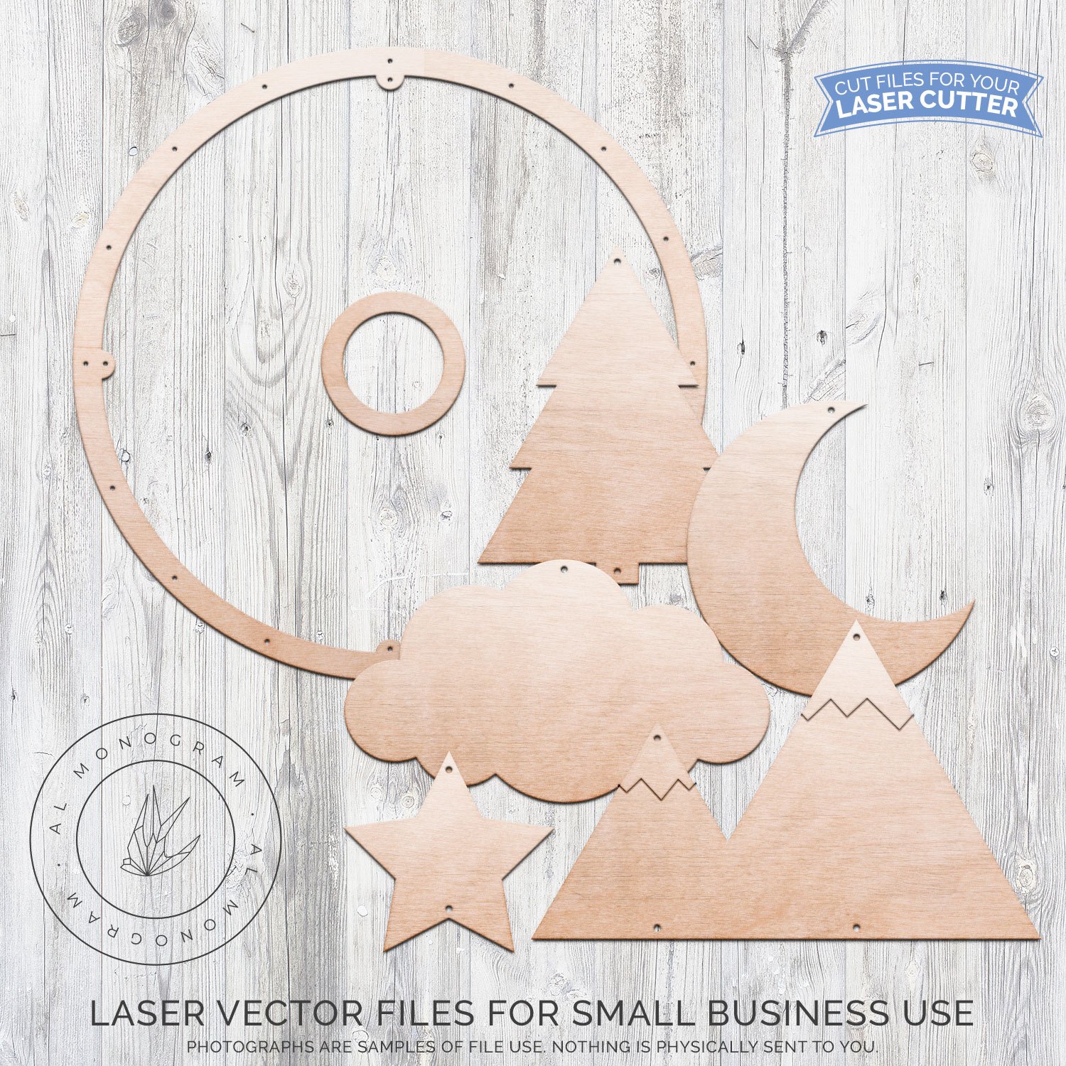 1500x1500 Baby Nursery Mobile Laser Mountain Mobile Wood Vector