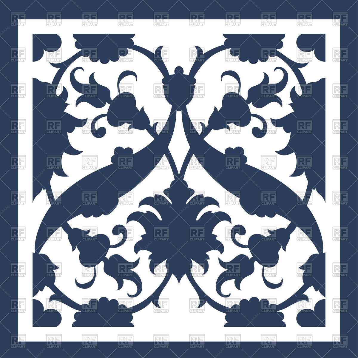 1200x1200 Laser Cut Blue Floral Arabesque Ornament Vector Image