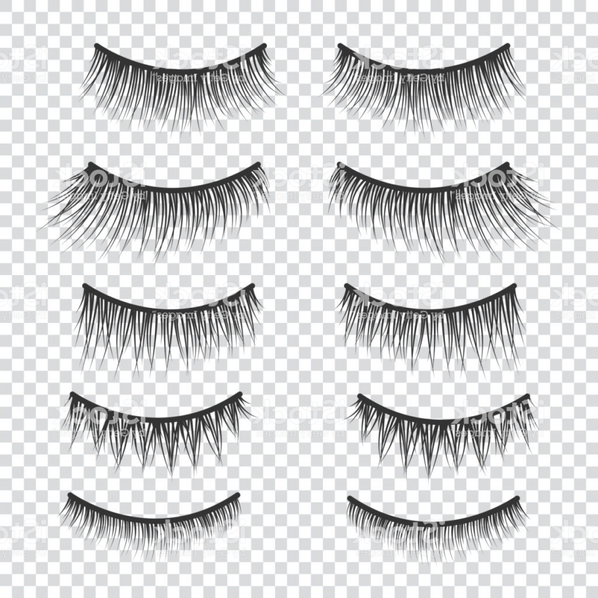 1228x1228 Feminine Lashes Vector Set False Eyelashes Hand Drawn Gm