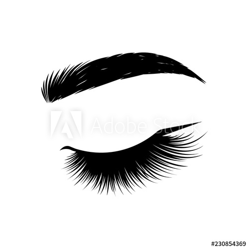 500x500 Black Lashes Woman Eyes With Long Eyelashes, Vector Illustration