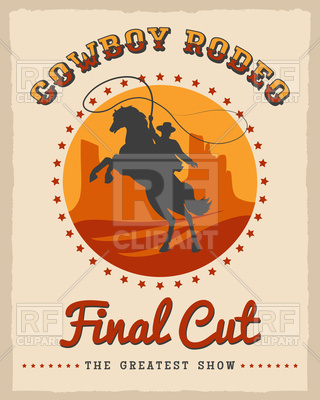 320x400 Cowboy Rodeo Poster With Horseman And Lasso Vector Image